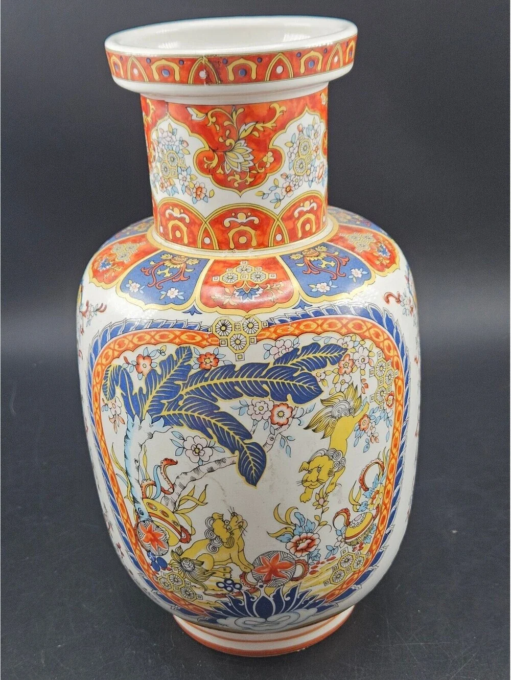 Vtg Mid Century Chinoiserie Foo Dog Vase & Bowl Set Eken & Ardalt Italian Style